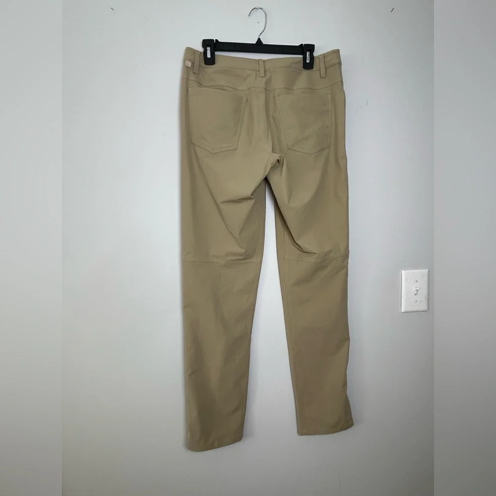 lululemon slim fit pants khaki beige size 31 stretch casual workwear